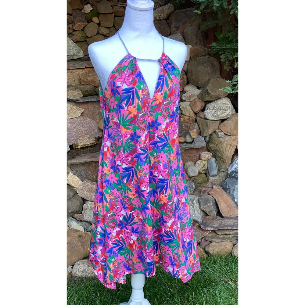 Banana Boat Sundress Size LARGE new with tags Mauve Floral UPF 50+ Halter - Picture 2 of 6